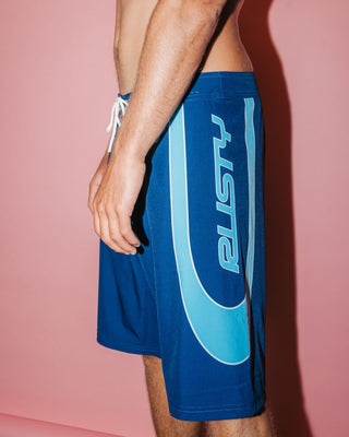 Man wearing Charger Fixed Waist Boardshort in Navy Blue