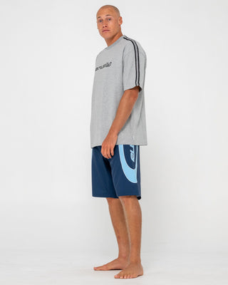 Man wearing Charger Fixed Waist Boardshort in Navy Blue