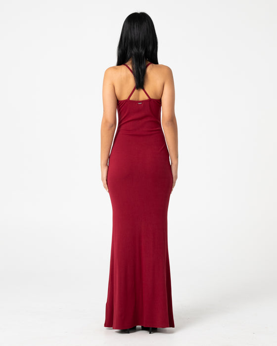 woman-wearing-nicky-slip-maxi-dress-in-cherry-red