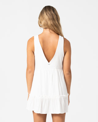 Woman wearing Sara Mini Dress in White