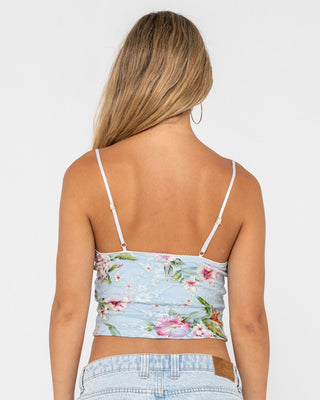 Woman wearing Kehlani Cami Top in Kehlani Print