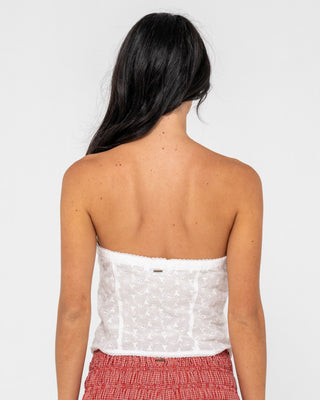 Woman wearing Mandy Button Up Top in White