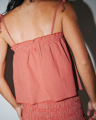 Woman wearing Summer Court Cami Top in Red