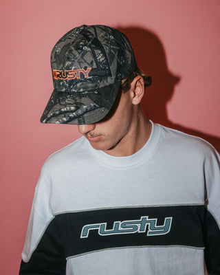 Mens Dead End Dad Cap in Grey Camo