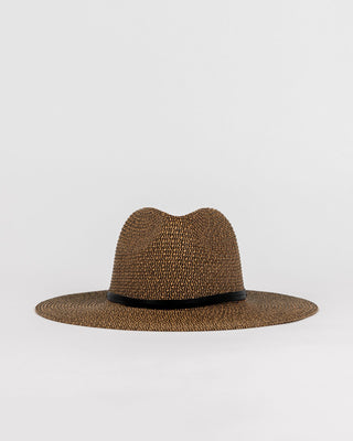 Womens Gisele Straw Hat in Black / Caramel
