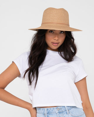 Womens Gisele Straw Hat in Natural / Caramel