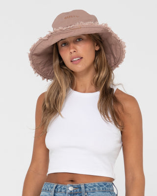 Womens Gleam Organic Bucket Hat in Taupe
