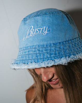 Womens Beta Denim Bucket Hat in Sky Blue