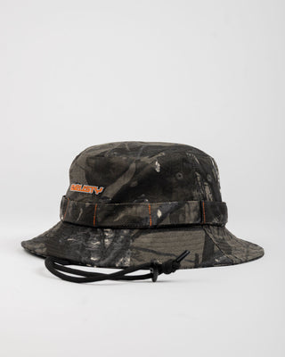 Mens Stringer Bucket Hat in Grey Camo