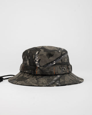 Mens Stringer Bucket Hat in Grey Camo