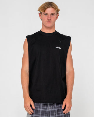 Man wearing Registered Muscle in Black