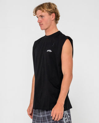 Man wearing Registered Muscle in Black