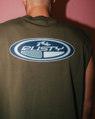 Man wearing Faden Heavy Boxy Muscle in Savanna