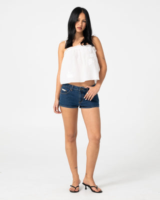 Woman wearing Feyre Cami Top in White