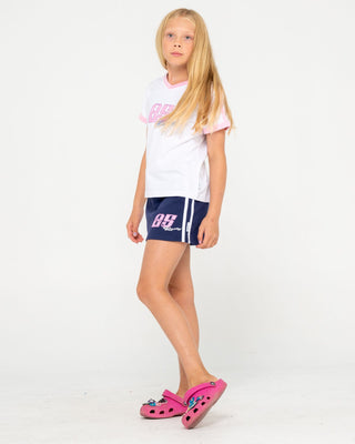 Girl wearing Le Low Rise Mini Skirt Girls in Navy