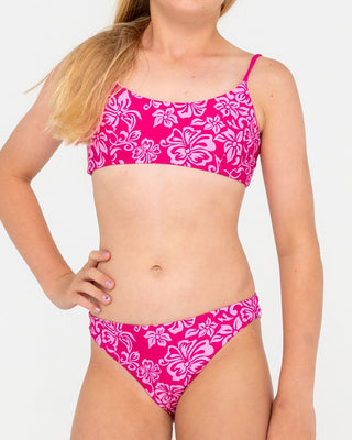 Girl wearing Carbo Pink Bikini Set Girls in Carbo Pink Print