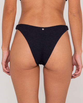 Woman wearing Sandalwood Midi Bikini Bottom in Black