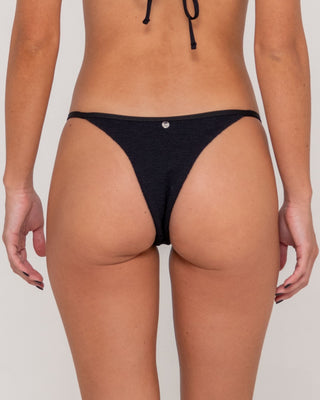 Woman wearing Sandalwood Ring Cheeky Bikini Bottom in Black