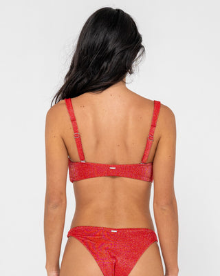 Woman wearing Shimmy Bralette Bikini Top in Red