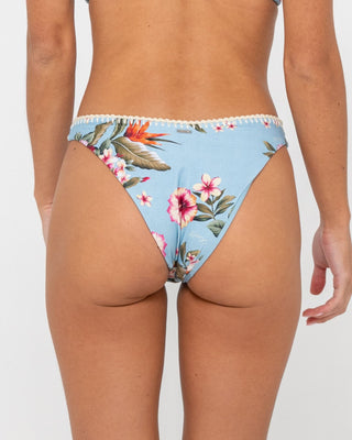 Woman wearing Kehlani Midi Bikini Bottom in Kehlani Print