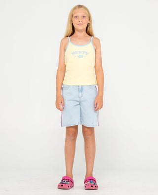 Girl wearing Britney Tank Girls in Pale Banana