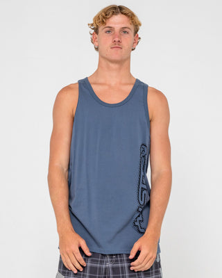 Man wearing Network Error Tank in China Blue