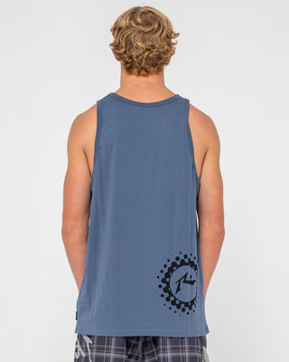 Man wearing Network Error Tank in China Blue