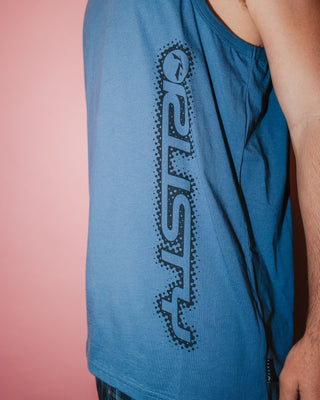Man wearing Network Error Tank in China Blue