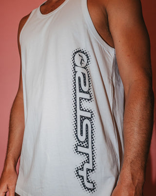 Man wearing Network Error Tank in White