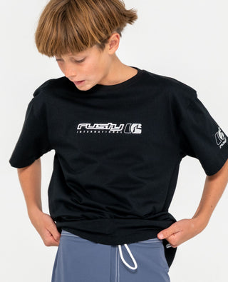 Boy wearing Jetsetter Tee Boys in Black