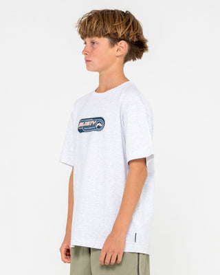 Boy wearing Capsule Short Sleeve Tee Boys in Ecru Marle