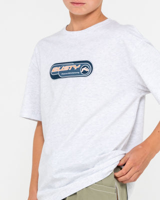 Boy wearing Capsule Short Sleeve Tee Boys in Ecru Marle