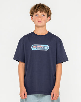 Boy wearing Capsule Short Sleeve Tee Boys in Navy Blue
