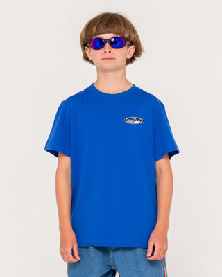 Boy wearing Faden Short Sleeve Tee in Royal Blue