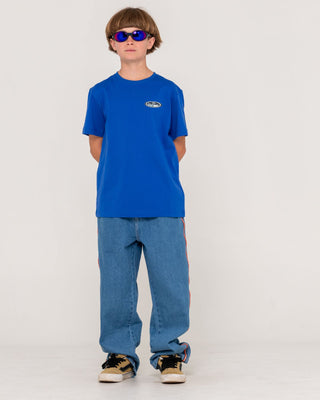 Boy wearing Faden Short Sleeve Tee in Royal Blue