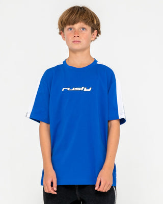 Boy wearing 2K Sing Short Sleeve Tee Boys in Royal Blue