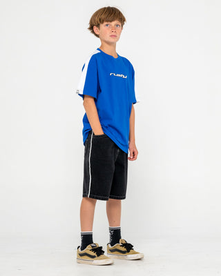 Boy wearing 2K Sing Short Sleeve Tee Boys in Royal Blue