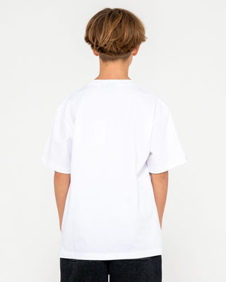 Boy wearing Strike Out Short Sleeve Heavy Tee Boys in White