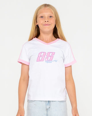 Girl wearing Le Baby Tee Girls in White