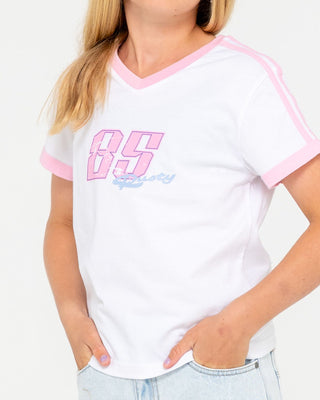 Girl wearing Le Baby Tee Girls in White