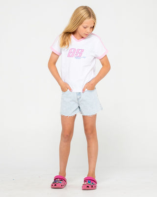 Girl wearing Le Baby Tee Girls in White