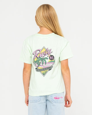 Girl wearing Throwback Standard Tee Girls in Jelly Mint