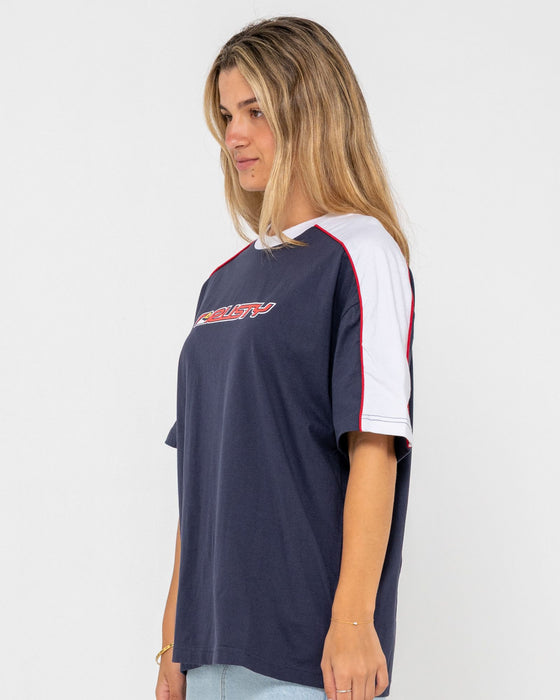woman-wearing-archived-shooter-oversize-tee-in-navy