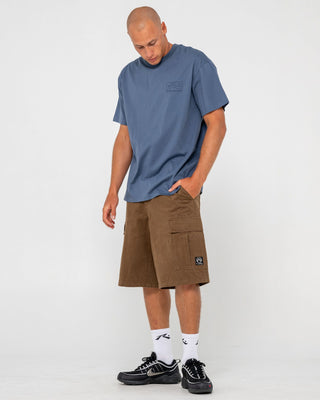 Man wearing Boxed Out Short Sleeve Tee in China Blue