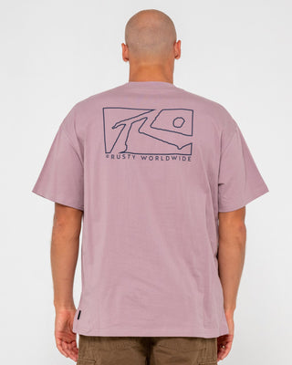 Man wearing Boxed Out Short Sleeve Tee in Elderberry