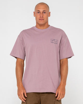Man wearing Boxed Out Short Sleeve Tee in Elderberry