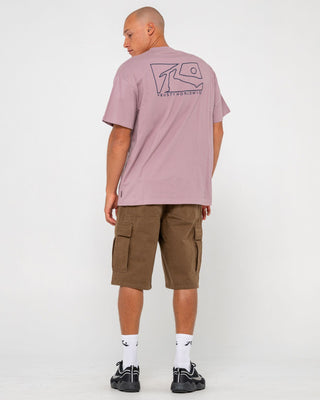 Man wearing Boxed Out Short Sleeve Tee in Elderberry