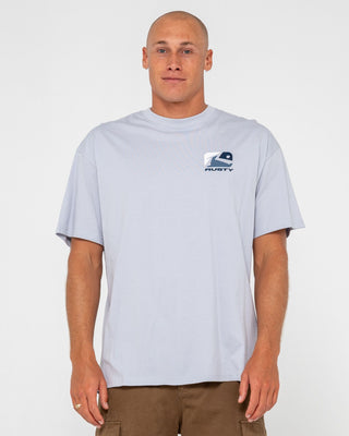 Man wearing Phenom Short Sleeve Tee in Smoke Blue