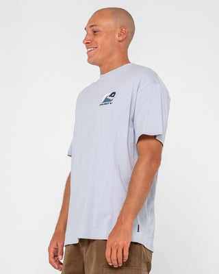 Man wearing Phenom Short Sleeve Tee in Smoke Blue