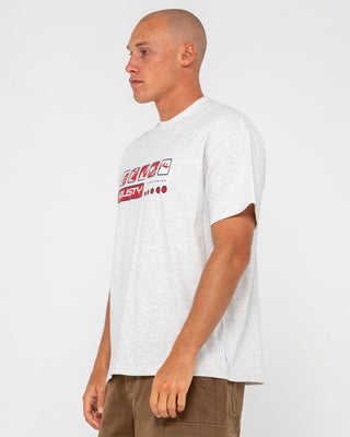 Man wearing Second Summer Short Sleeve Tee in Ecru Marle